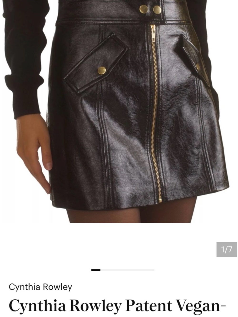 Cynthia Rowley Shiny Black Patent Front-Zip Mini Jacket